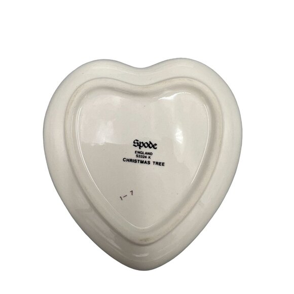 Spode Christmas Tree Heart-Shaped Candy Nut Trinket Dish 4" England Boxed Vtg - Picture 3 of 9